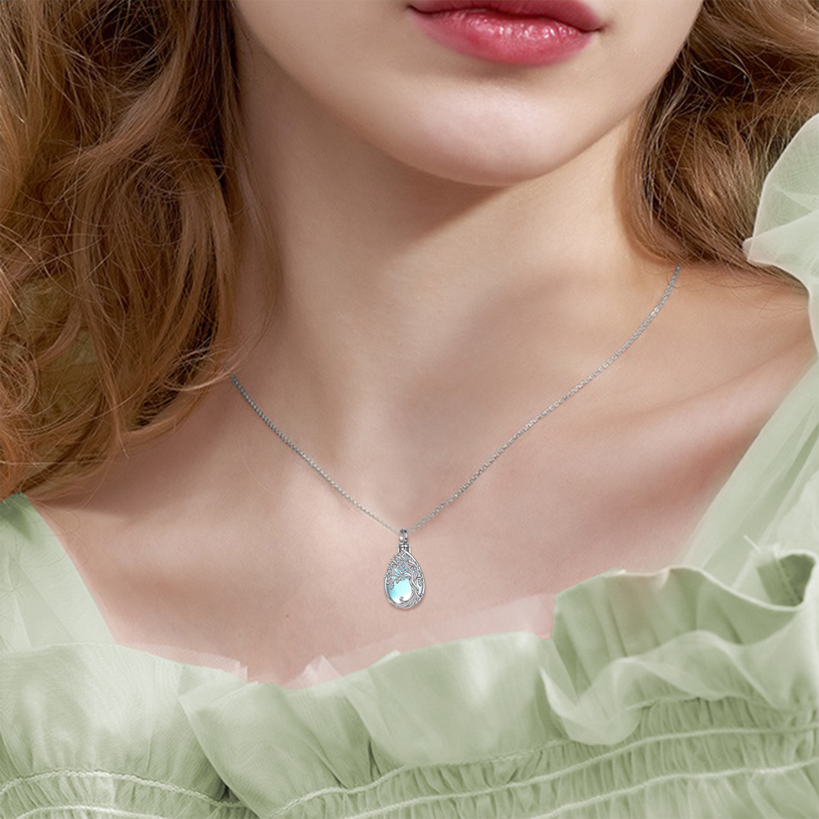 Tree of Life Urn Necklace for Ashes, Sterling Silver Design