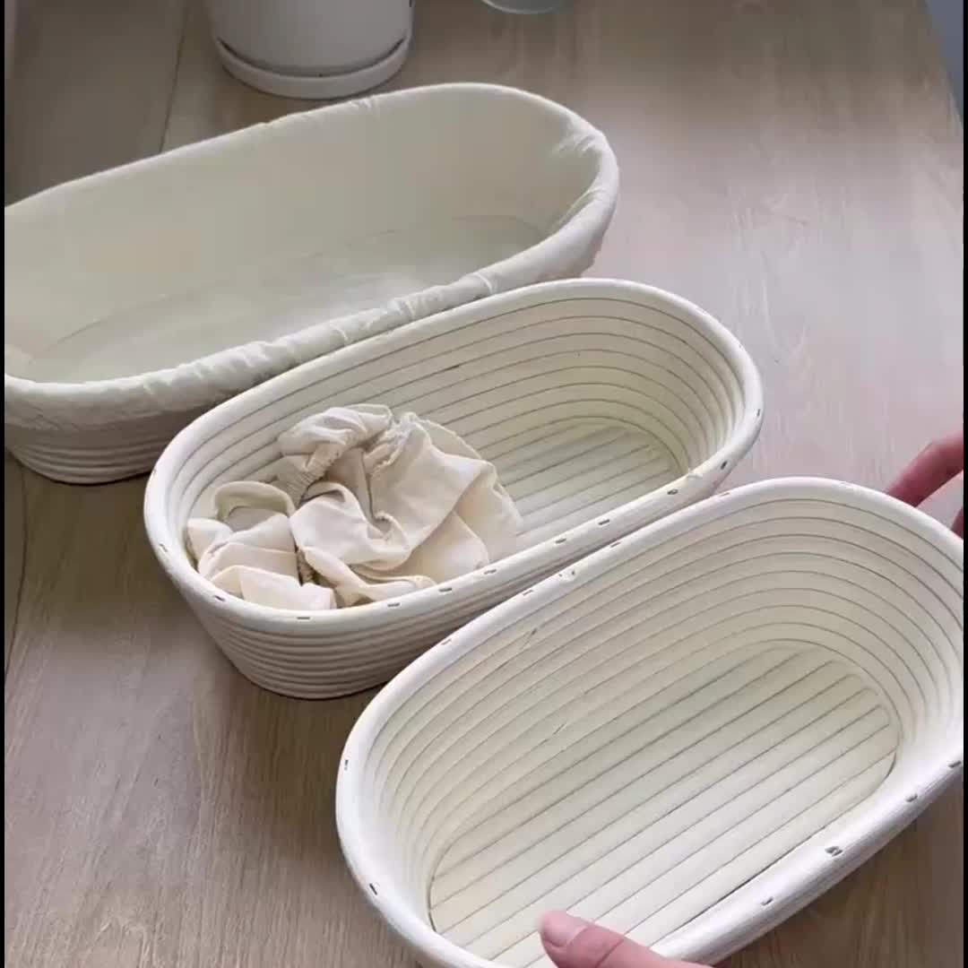  Cesta de fermentación de pan, cesta de plástico duradera a  prueba de pan, segura práctica para el hogar para amigos para la familia  para panadería (elipse blanca rota de 8.3 x