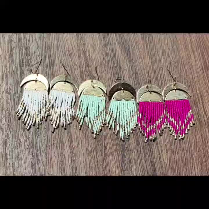 Women's Bohemian Beaded Tassel Earrings, Stylish