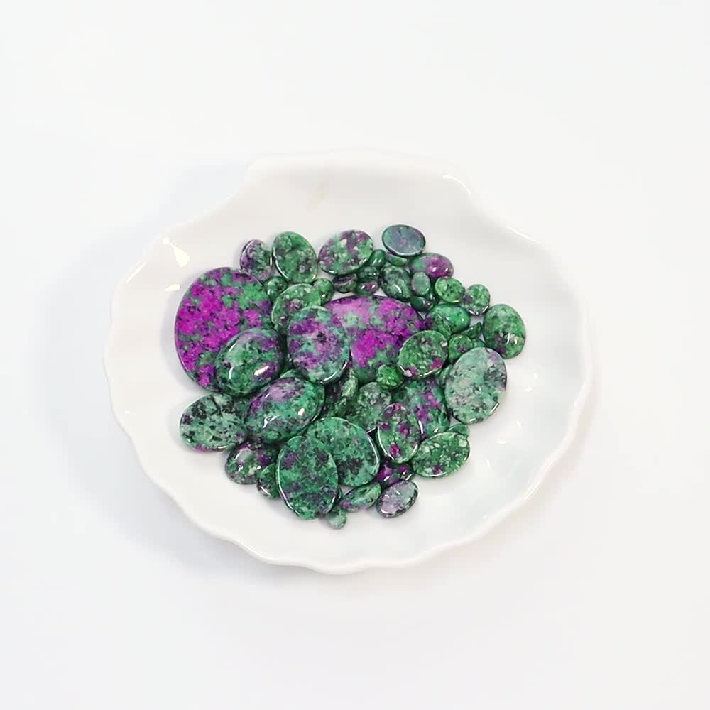 Natural Red Green Treasure Oval Stone Ring Face Patches