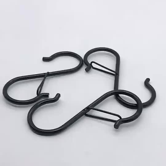 S HOOK 2 PC. 10 INCH JUMBO STEEL BLACK S-HOOKS PVC COATED PLANT