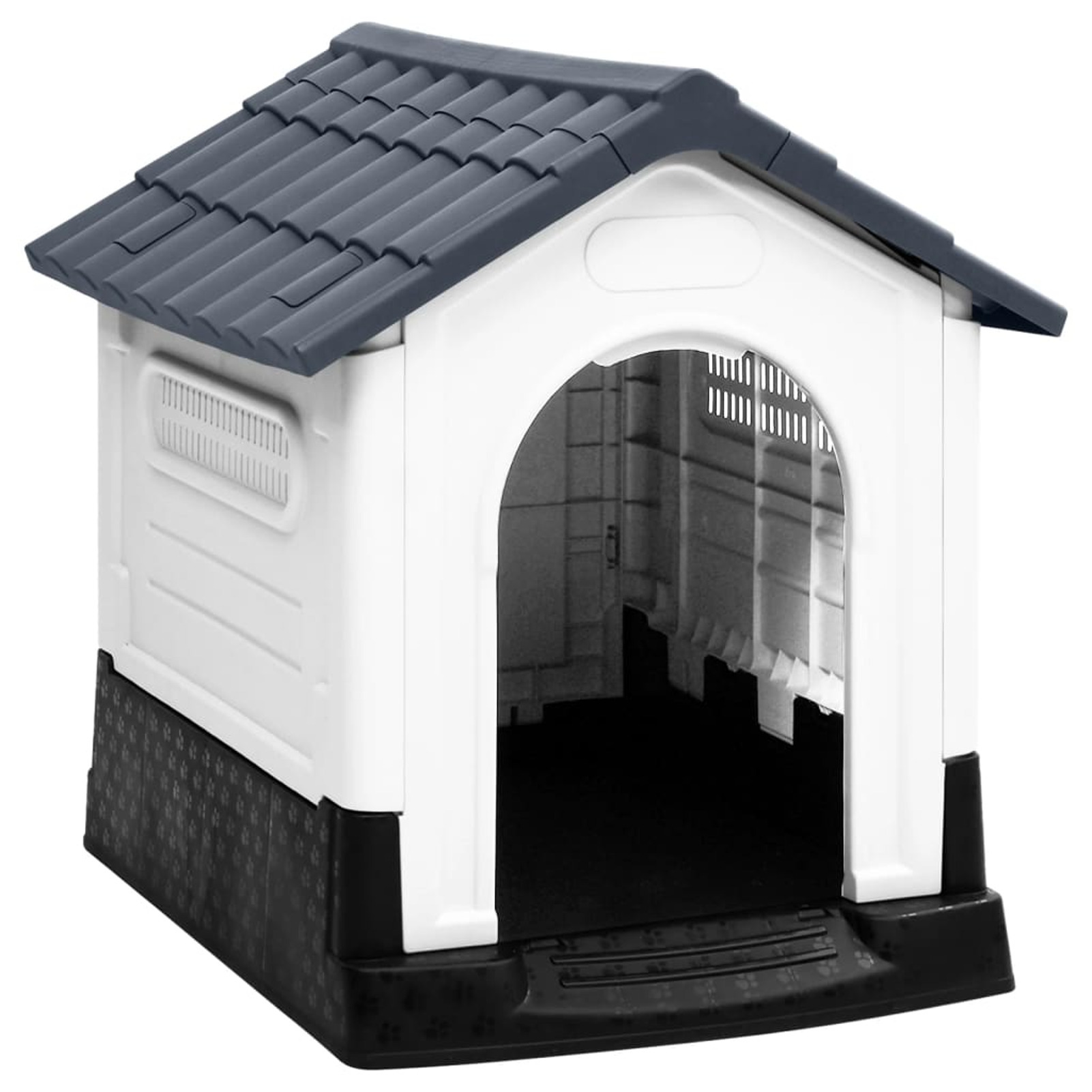 Outdoor Large Dog Kennel Dog House For Large Breeds Grey 57x68x66cm Polypropylene Large Dog Crate For Outdoor Use