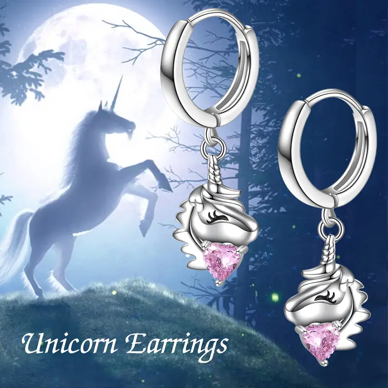 925 sterling silvery unicorns drop earrings unicorn earrings womens cute animal jewelry Product details 1