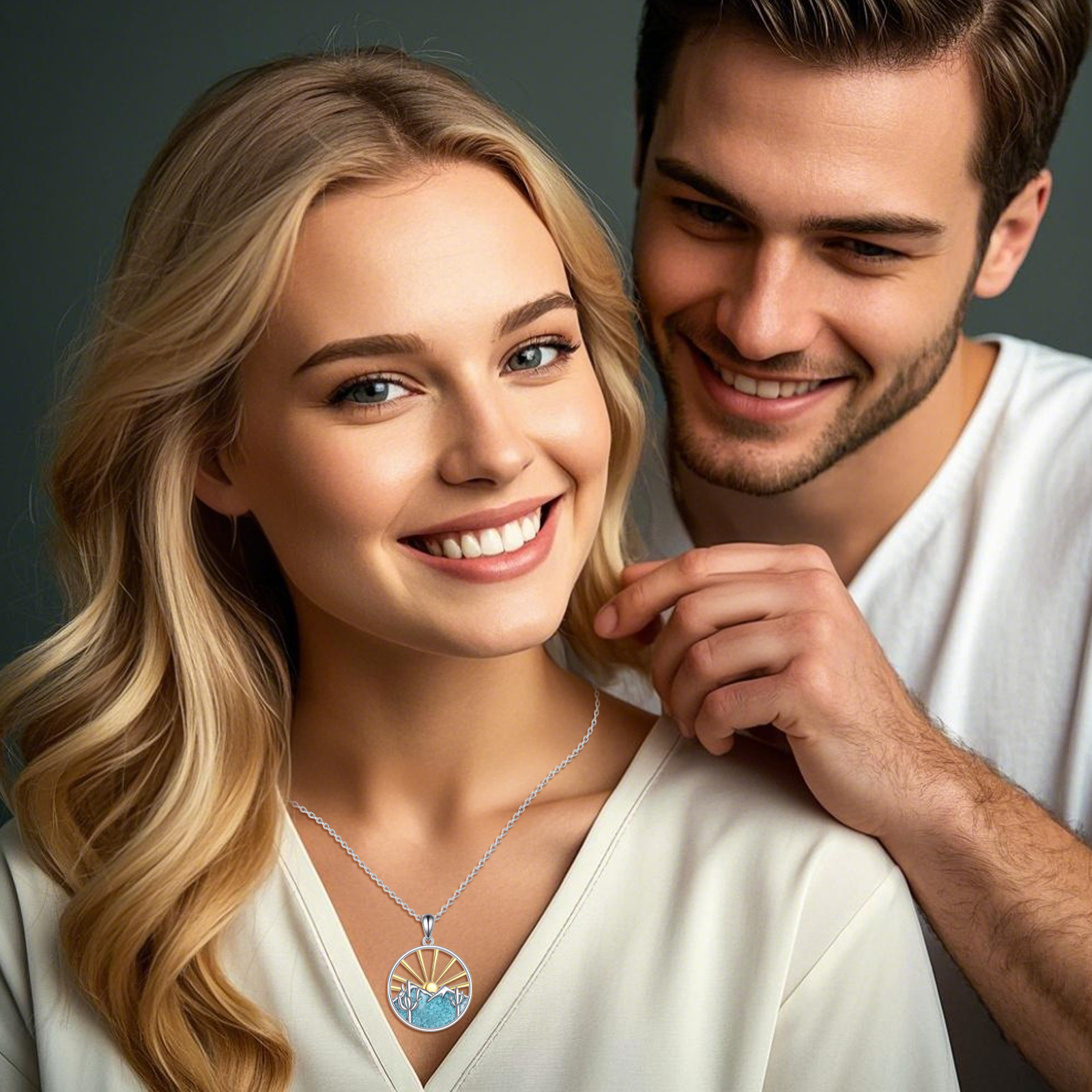 S925 Sterling Silver Turquoise Cactus Pendant Necklace