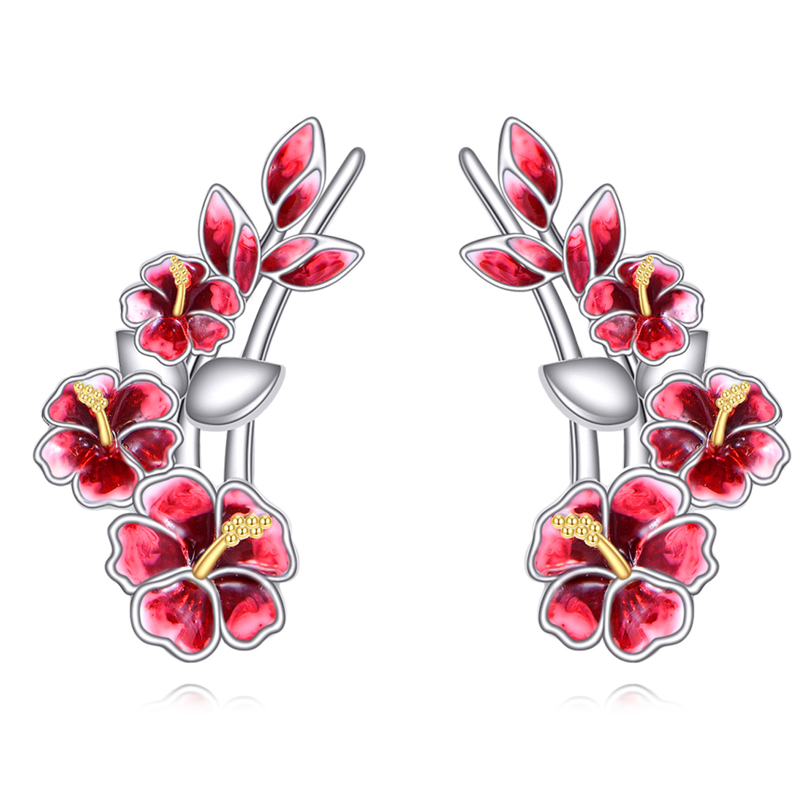 Image of 925 Sterling Silvery Flower Earrings For Daily Men And Women Birthday Gifts Valentine's Day Gifts Meaningful Gifts For