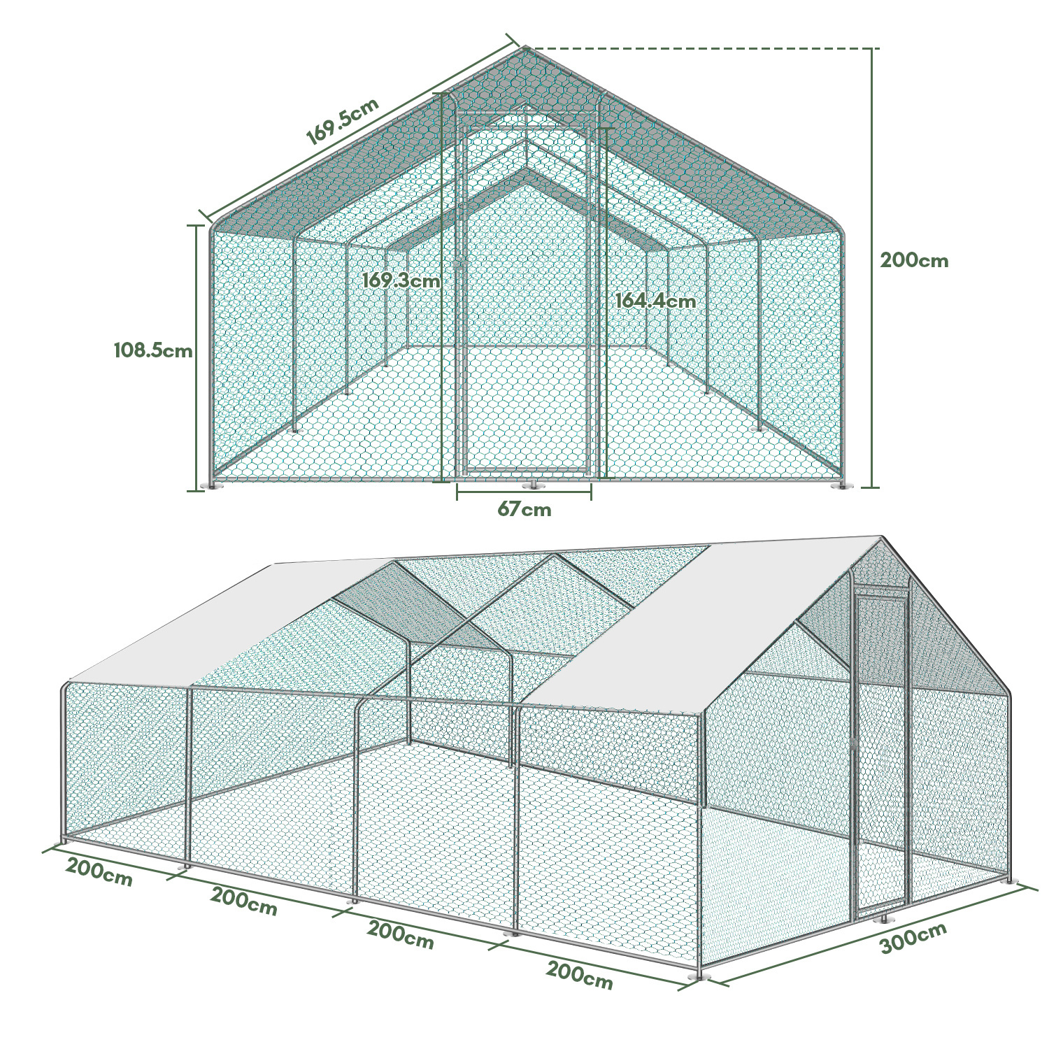Image of Chicken Coop With Outdoor Run And Security Lock | Spacious Chicken Coop For Outdoor Use | Ideal For Chickens, Small Animals, And Birds