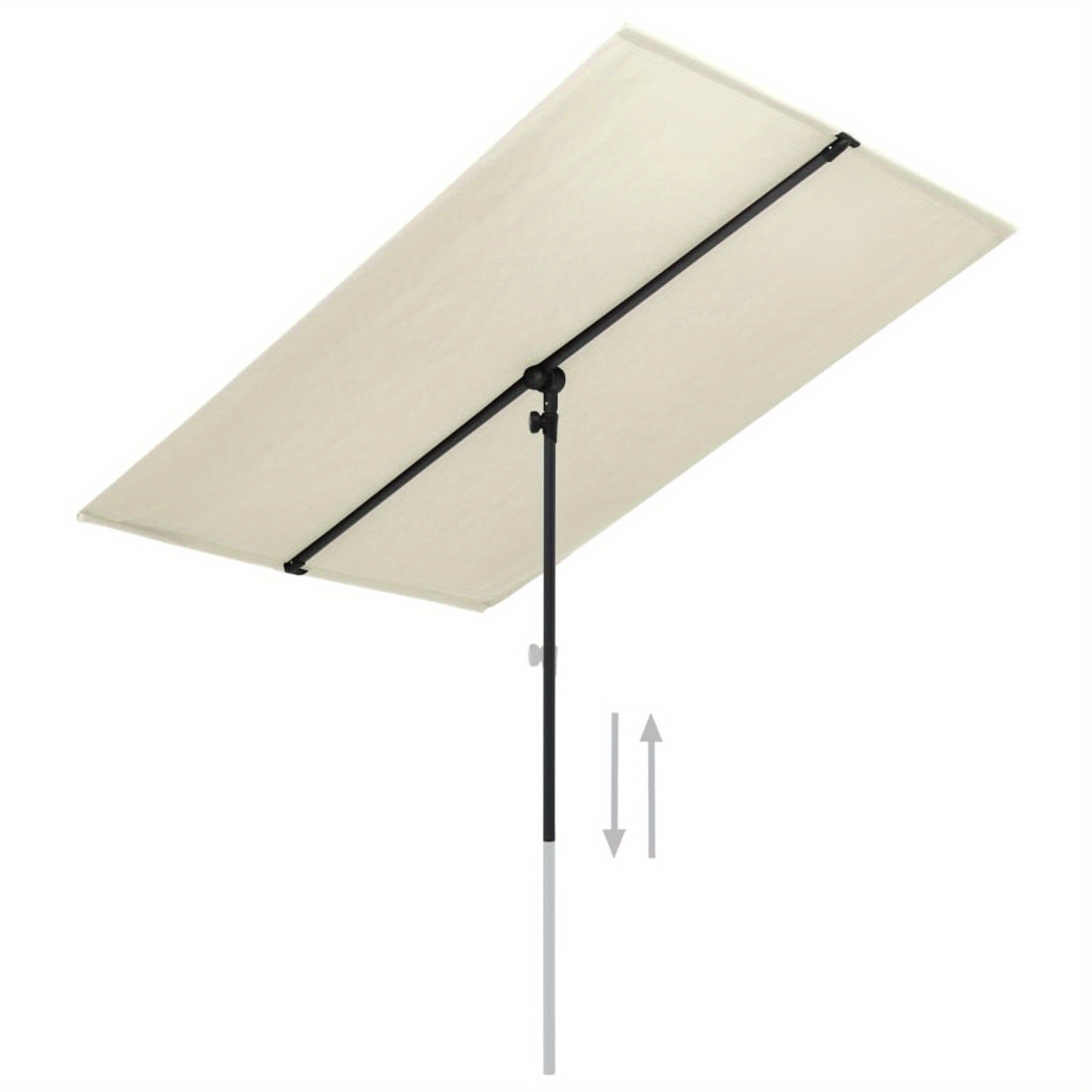 Garden Parasol With Aluminium Pole 180x110 Cm Sand White Foldable Sun Shade Umbrella, Garden Parasol For Terrace, Balcony, Beach, Swimming Pool