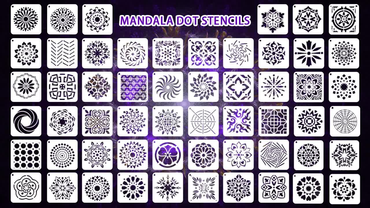 Mandala Style Reusable Stencil Template Kit for Painting - 8.89x8.89 cm