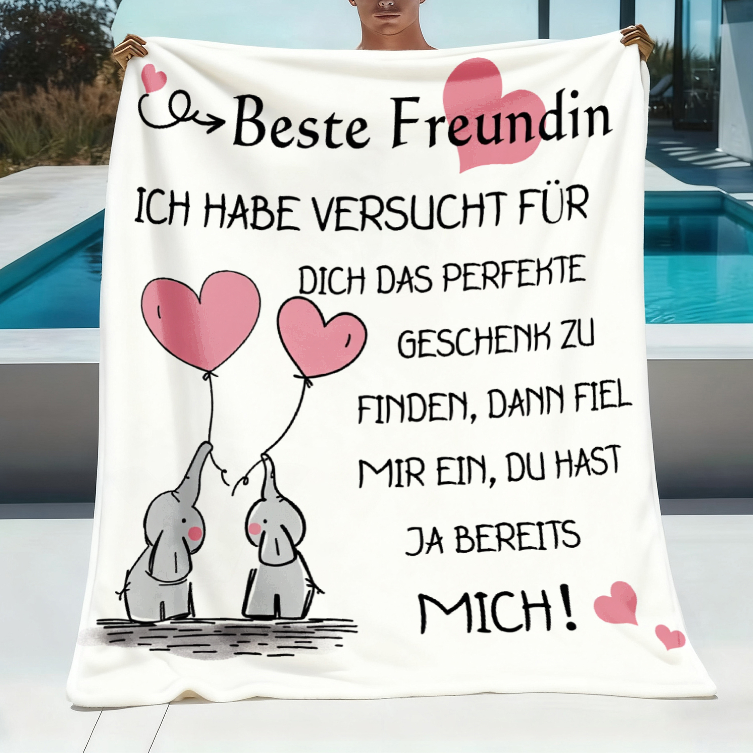 Image of 1pc Best Friend Gift Blanket With German & English Bff Phrases & Design - Soft Flannel Fleece Oversized Couch/bed Throw 50x60 Inch - Cozy /christmas Present For Women & Suitable For - Use