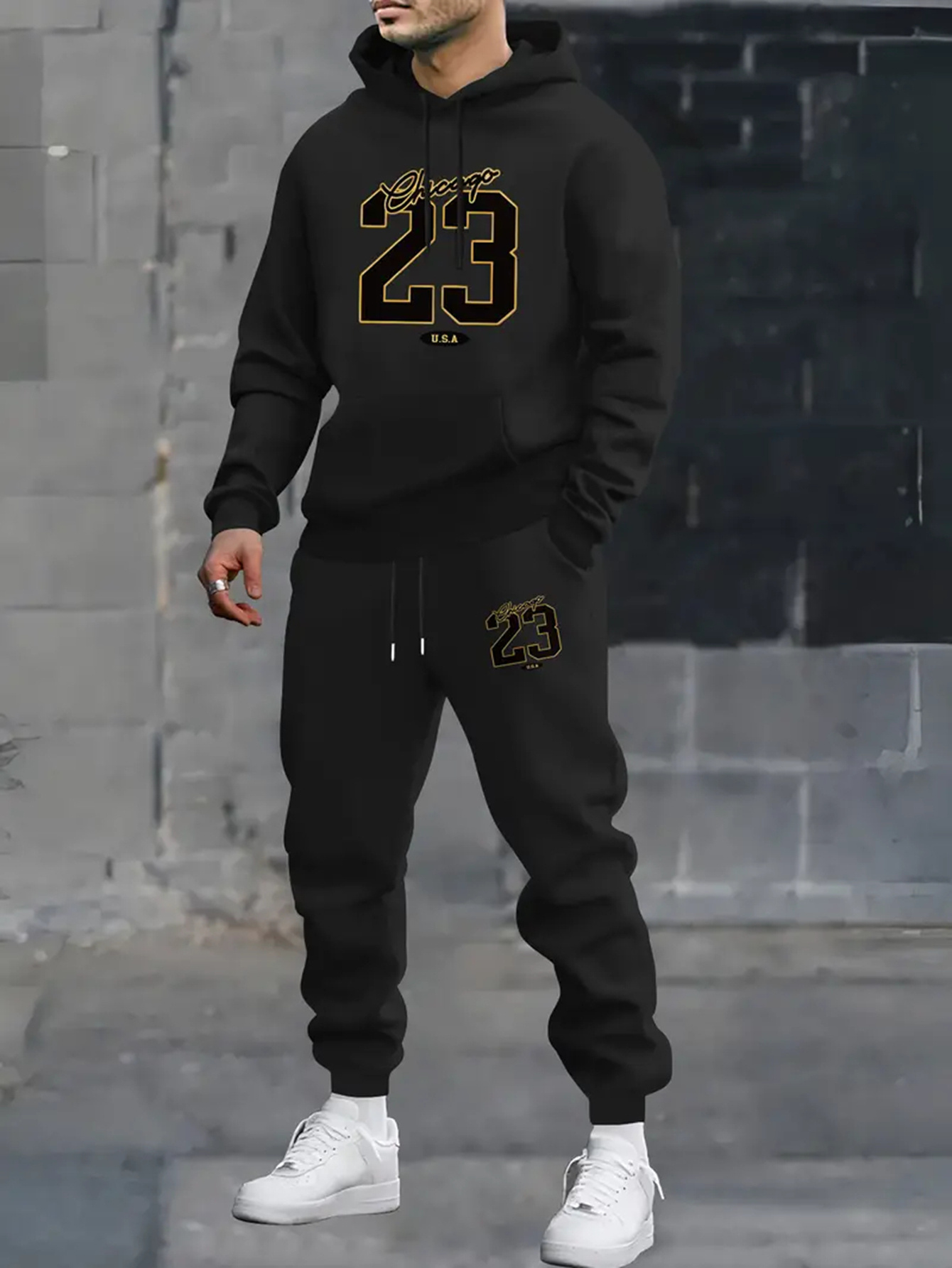 Republic Men's Active Tracksuit Sport Gym Sweatpants Hooded
