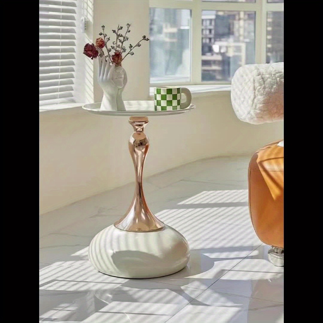 A Stylish Round Side Table with a Slim Waist Design, Minimalist Metal Side Table, Modern Round End Table for Living Room & Bedroom, Sleek Pedestal Tray Table for Coffee & Decor, Style 5 A Stylish Round Side Table with a Slim Waist Design, Minimalist Metal Side Table, Modern Round End Table for Living Room & Bedroom, Sleek Pedestal Tray Table for Coffee & Decor, Style - Image 5