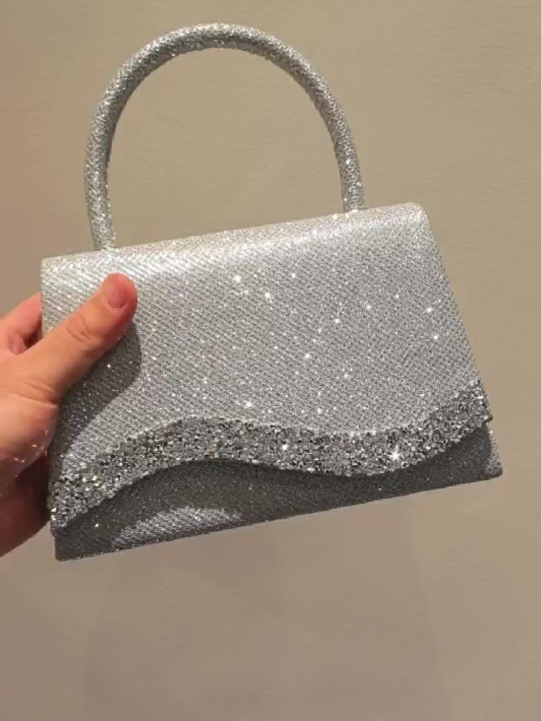 Sparkling Rhinestone Evening Bag with Multi-Functional Chain