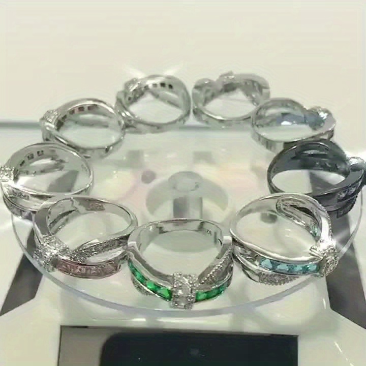 925 Silver Purple Zirconia Crossbow Ring