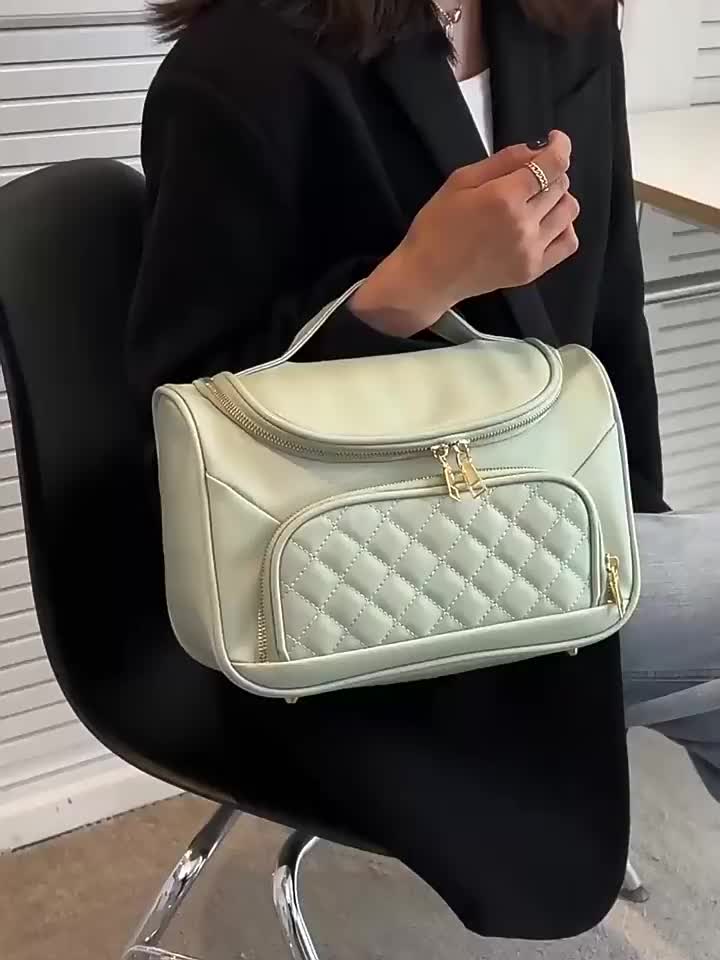 Minimalist Cosmetic Handbag, Lightweight Quilted Detail Makeup Organzier,  Versatile Travel Bag - Temu