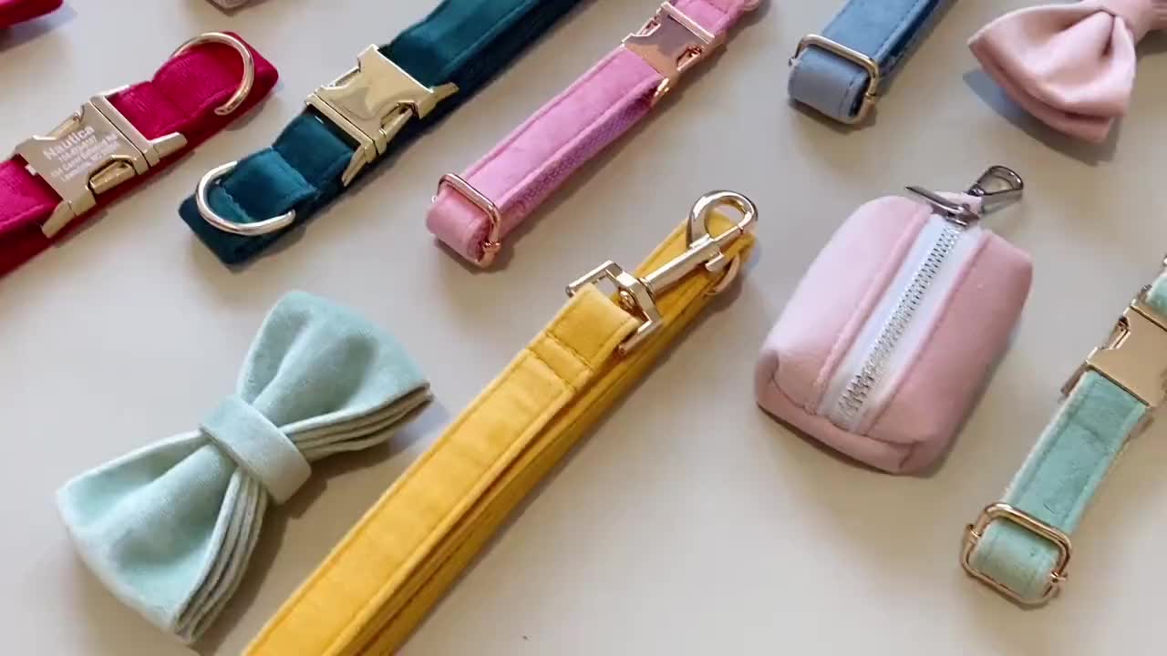 Personalized Corduroy Dog Collar with DIY Engraved Name