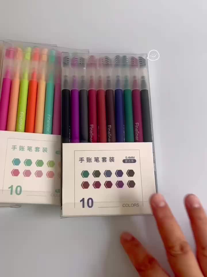 Uni EMOTT Fineliner Marker Pens, Fine Point (0.4mm), Assorted Ink, 10 Count  