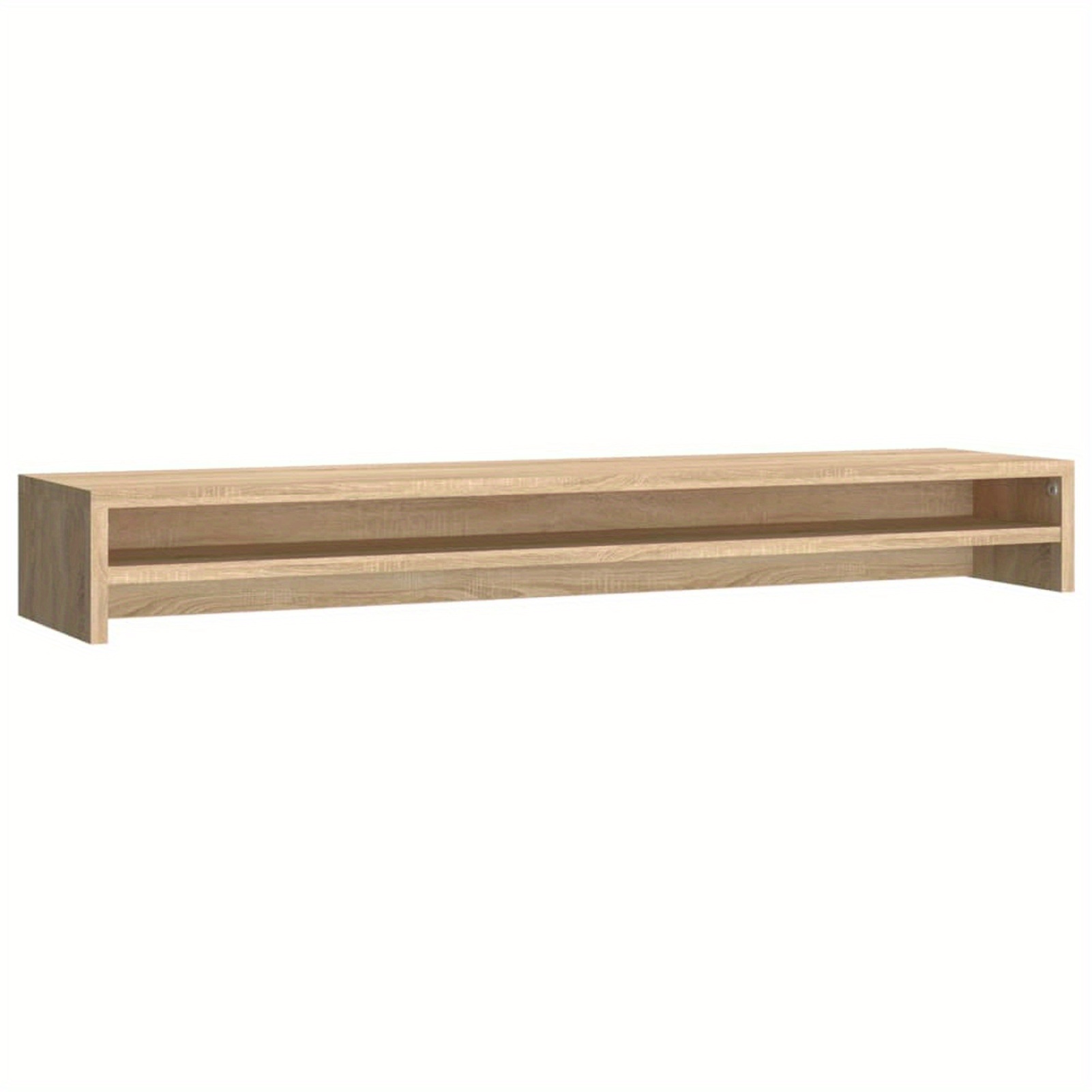 1pc Gecheer Oak Wooden Monitor Stand, 100x24x13 Cm, Desktop Organizer Shelf For Home Office Computer Riser