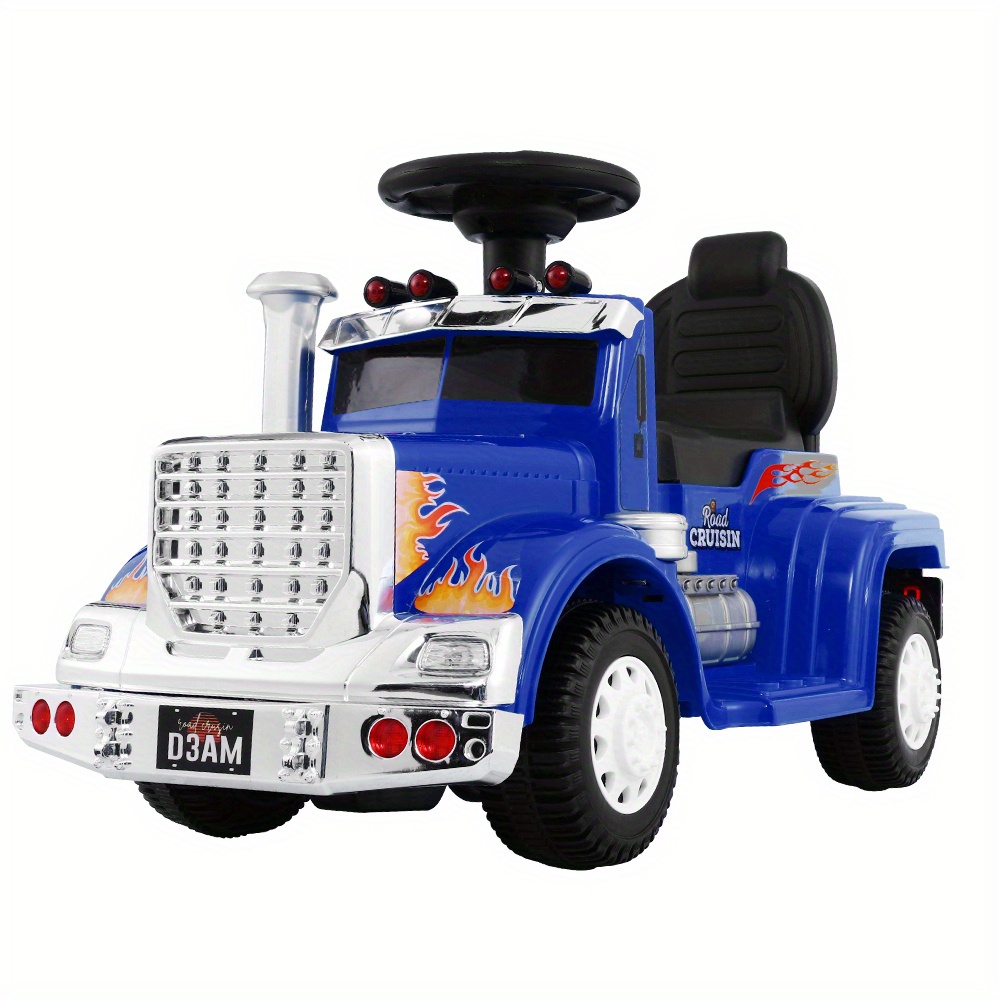 6    electric ride on truck with realistic design durable toy car for imaginative play anti slip tires steering wheel   pedals   outdoor fun   vehicle play sturdy construction toy trucks Product details 1
