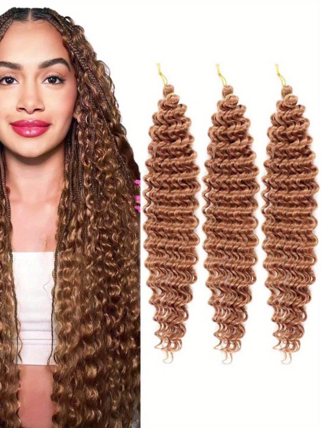 22 Inch Ocean Wave Crochet Hair Deep Wave Braiding Hair Synthetic Curly  Braids Hair Extensions For Women Ombre Blonde Black