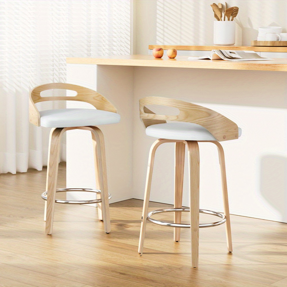 TEMU 2x Bar Stools Swivel Dining Chairs Low Back Counter Seat Pu Cushion