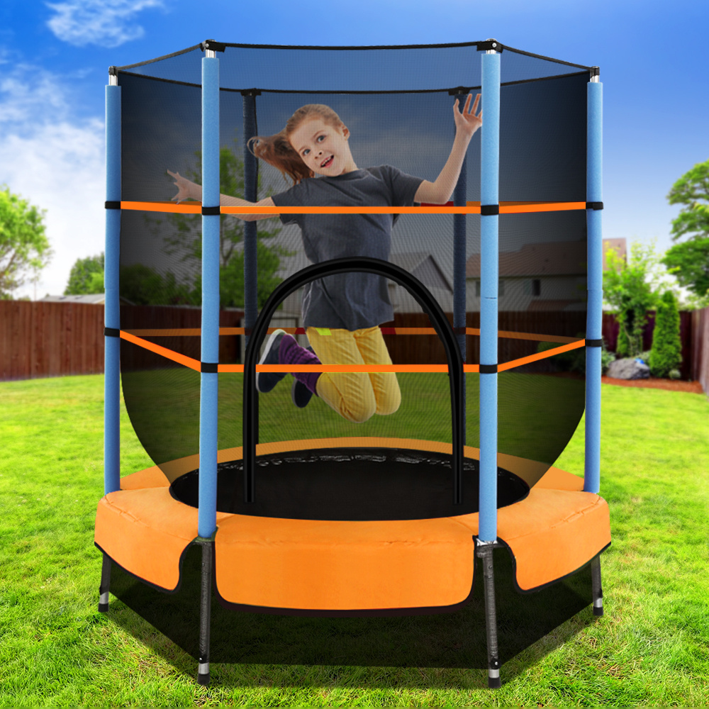4 5ft trampoline for kids w enclosure safety net rebounder gift orange Product details 0