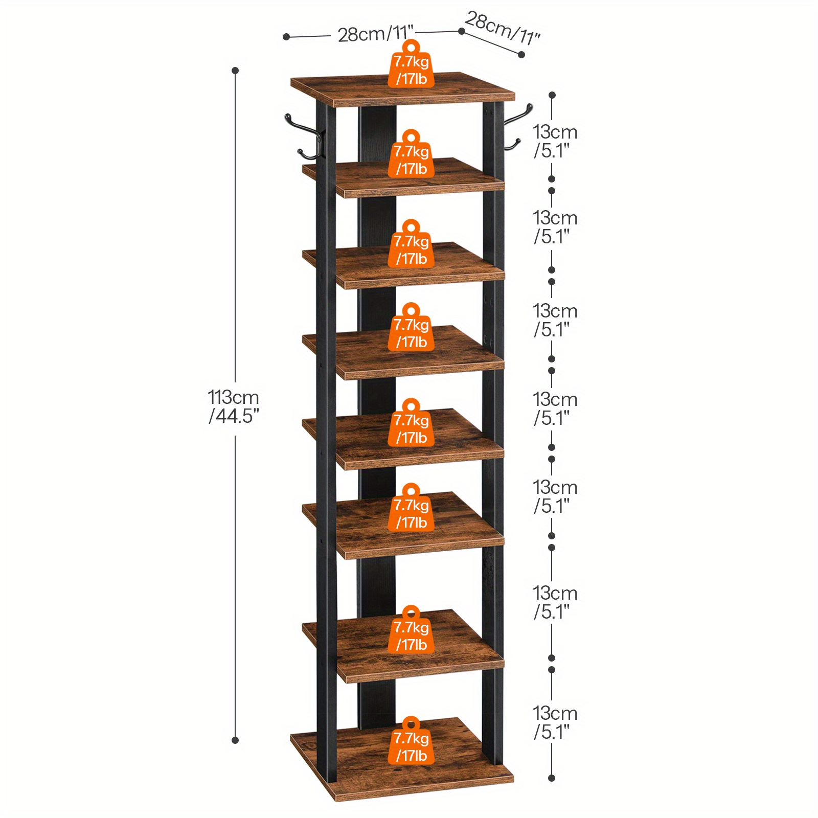 7-Layer Shoe Organizer, Wooden Shoe Storage Rack