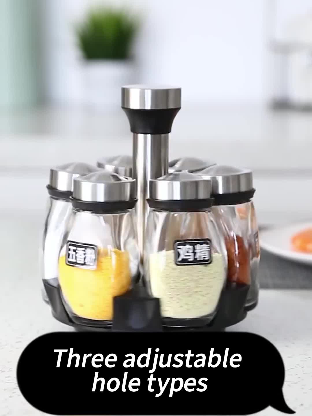 Multifunctional Revolving Spice Rack With 6 Spice Jars - Temu