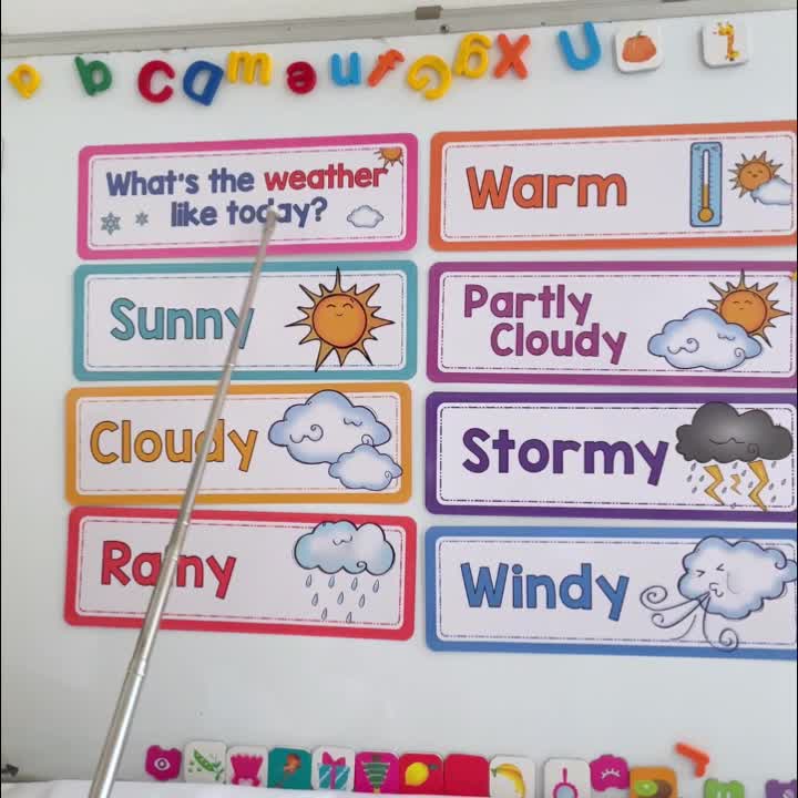 16 PCS Children Weather Learning Flash Cards Teacher's Teaching Aids  Classroom Decoration Card Baby Kid Early Education Toys