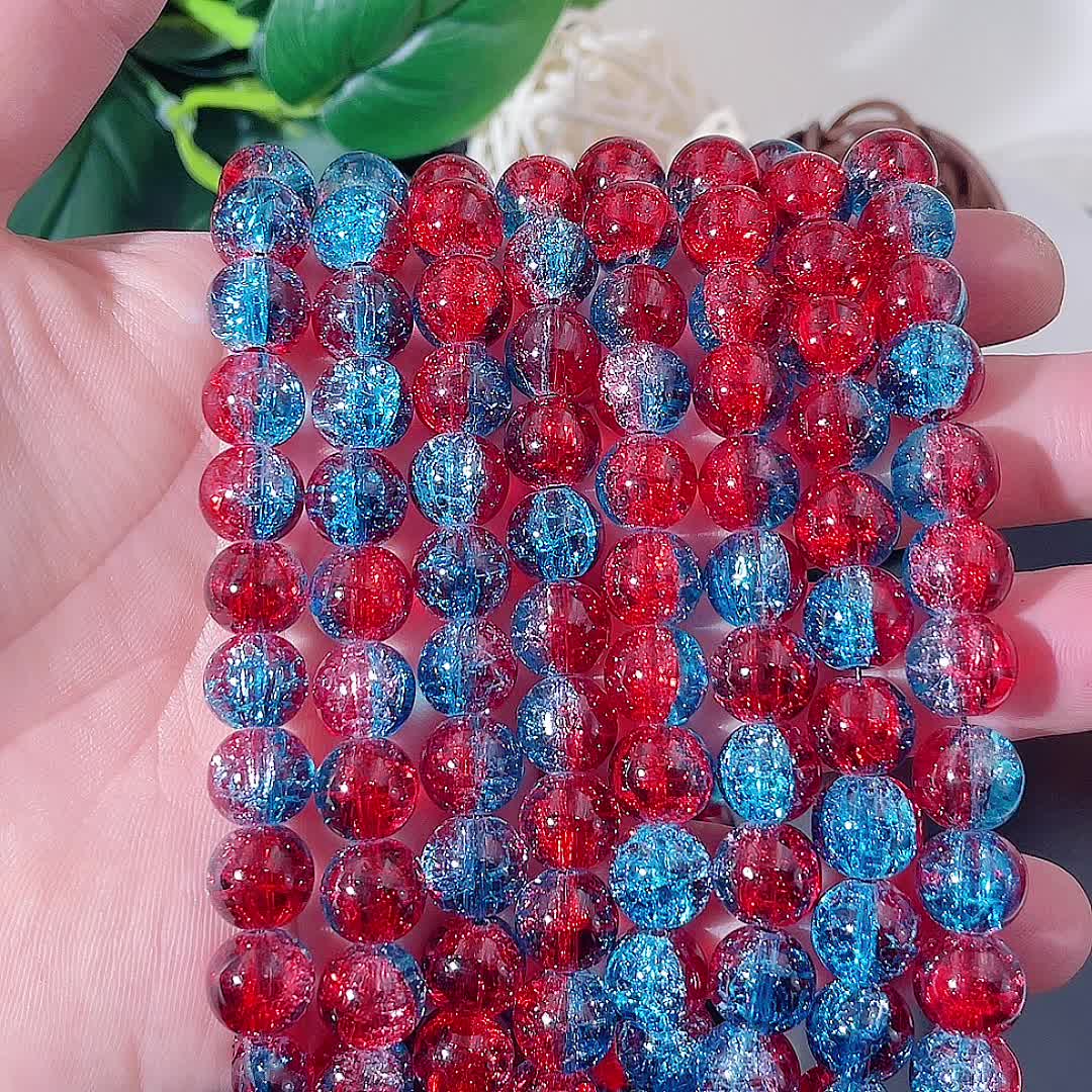 Classic Red And Blue Double Color Exploding Crystal Glass - Temu