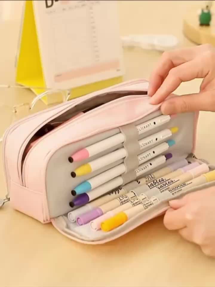 Aihimol Extended Multi-layer Stationery Bag Three-layer Pencil Case Small  Fresh Candy Color Three-layer Pencil Box School Supplies