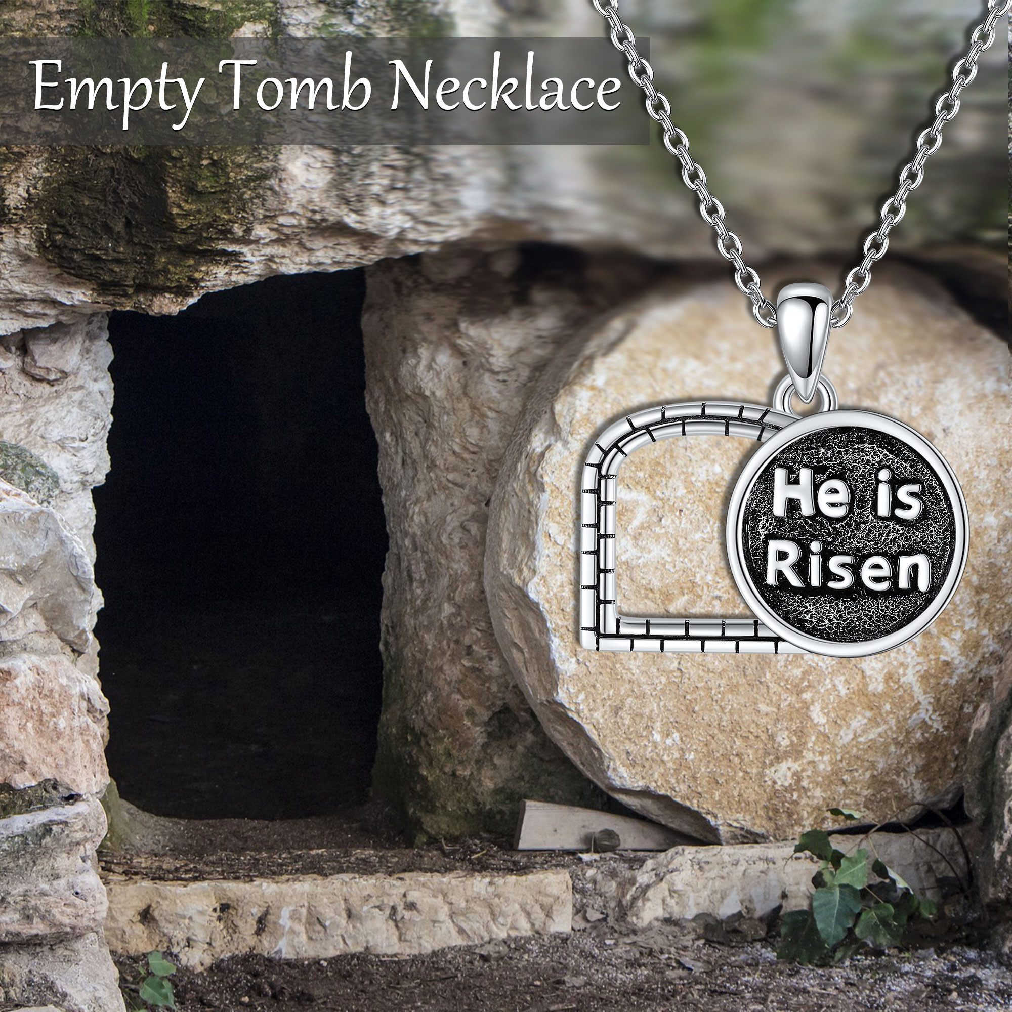 Women's 925 Sterling Silver Empty Tomb Necklace, Christian Gift