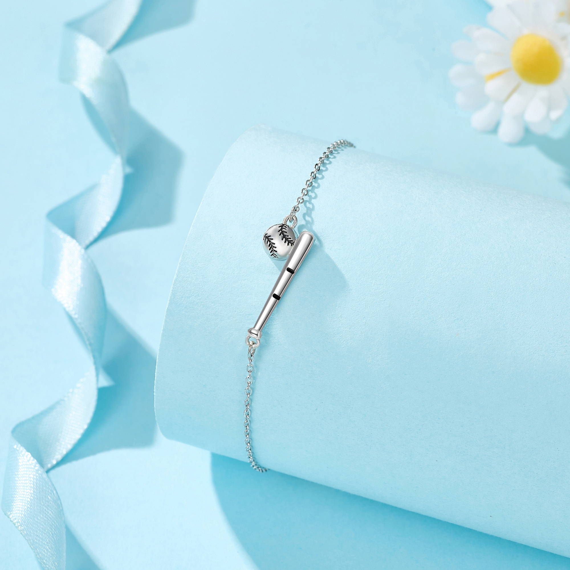Women's 925 Sterling Silver Baseball Bracelet