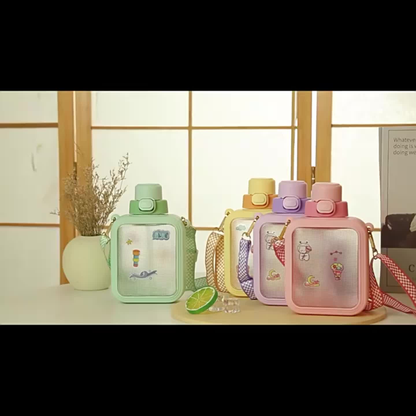 Kawaii Water Bottle For Girls, Cute Water Bottles With Straw, Portable Leak  Proof Square Kawaii Water Bottle With Adjustable Strap, For Outdoor Sports  Travel, Bpa Free - Temu Oman