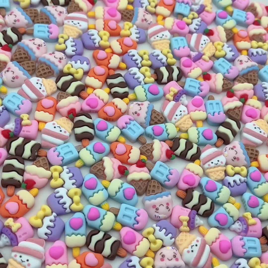 9/10pcs Ice Cream Scoop Mini Flatback Charms Chocolate Strawberry Vanilla  and Mix Cabochons Miniatures Realistic Slime Supplies PLAYCODE3 