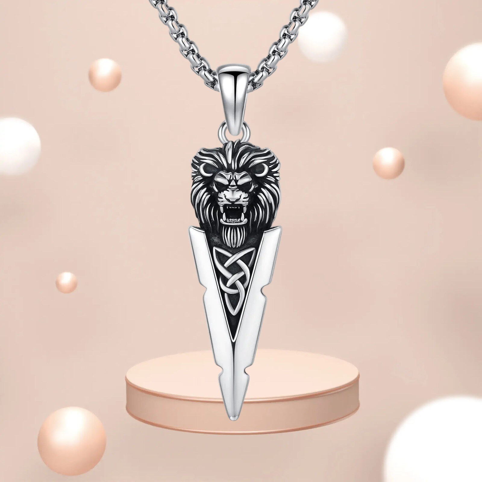 Men's Necklace Featuring A Lion Pendant Made Of 925 Silver, Perfect As A Gift For Husbands, Fathers, Or