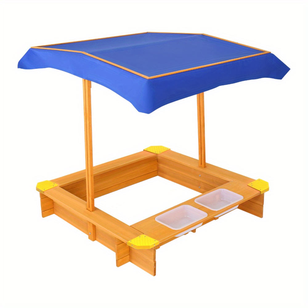     sandpit wooden sandbox with adjustable canopy water basin toys 103cm treated fir wood uv high quality sand water play for   ages 3 Product details 1