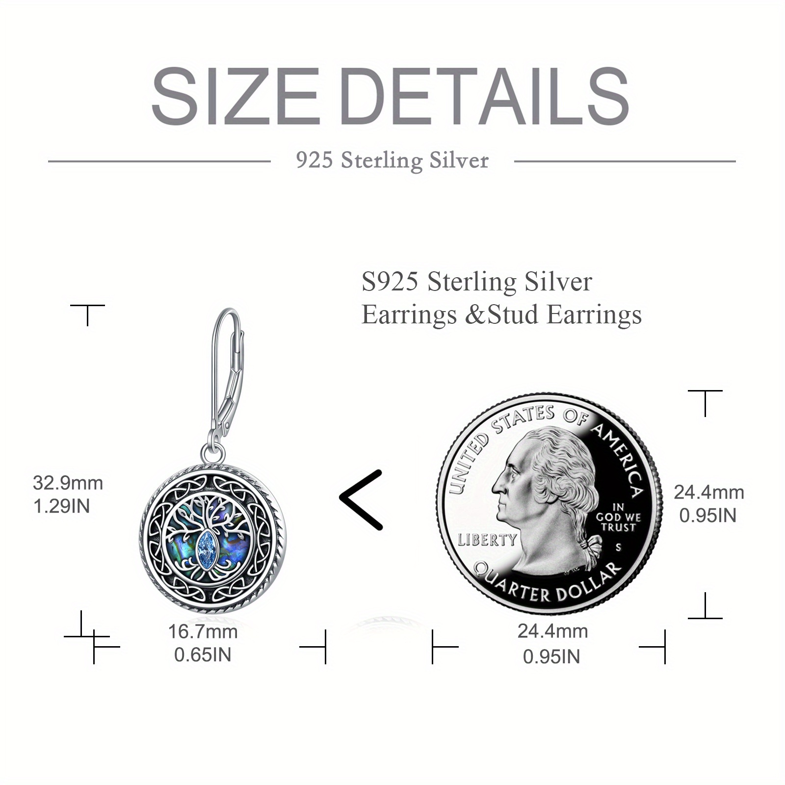 925 sterling silvery tree of life womens earrings fashion abalone shell jewelry mom sister friend birthday gift Product details 5