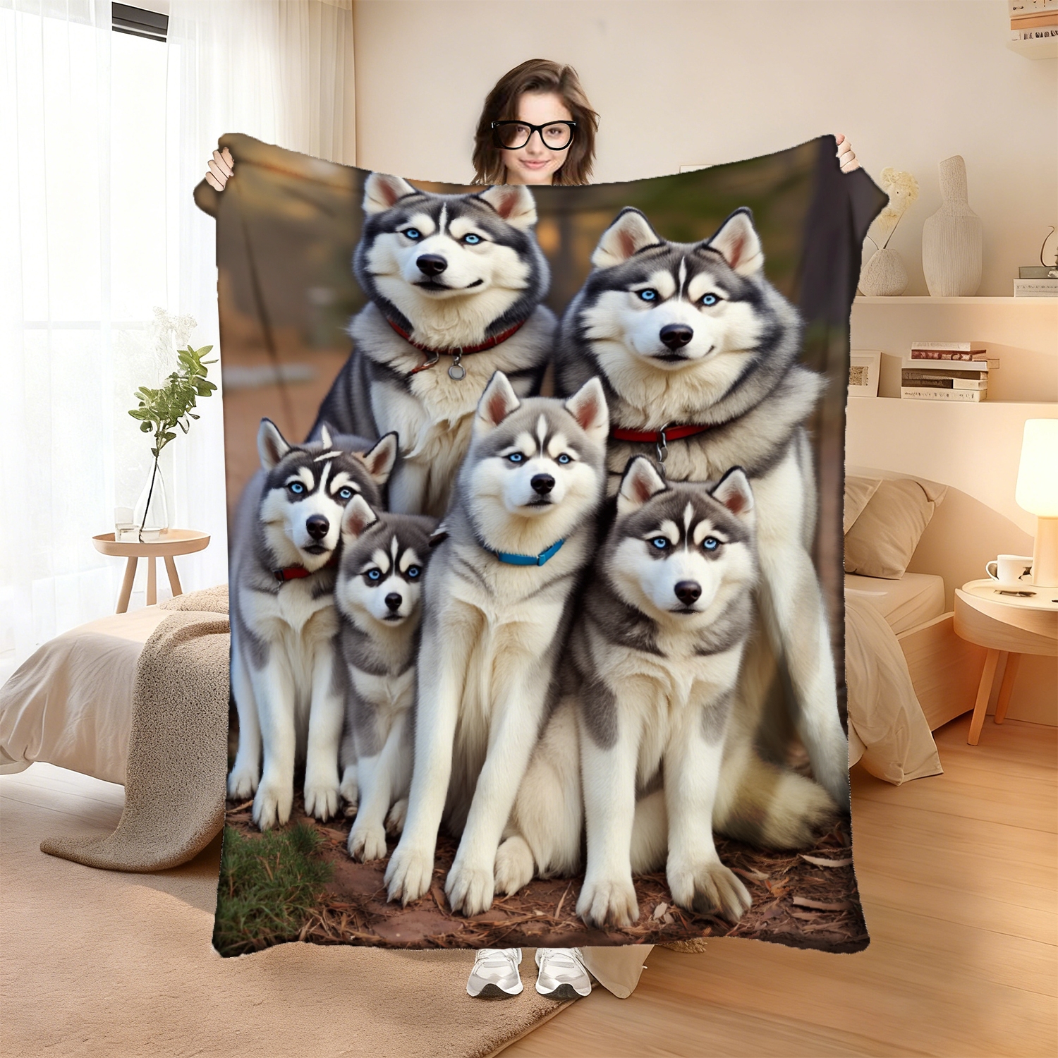 Image of 1pc Joocar Print Fleece Blanket - Cozy Warm Dog Bedspread, Soft Machine-washable Throw Suitable For Sofa Or Bed, Gift For Dog Lovers, 280gsm - Pet-themed Bedding