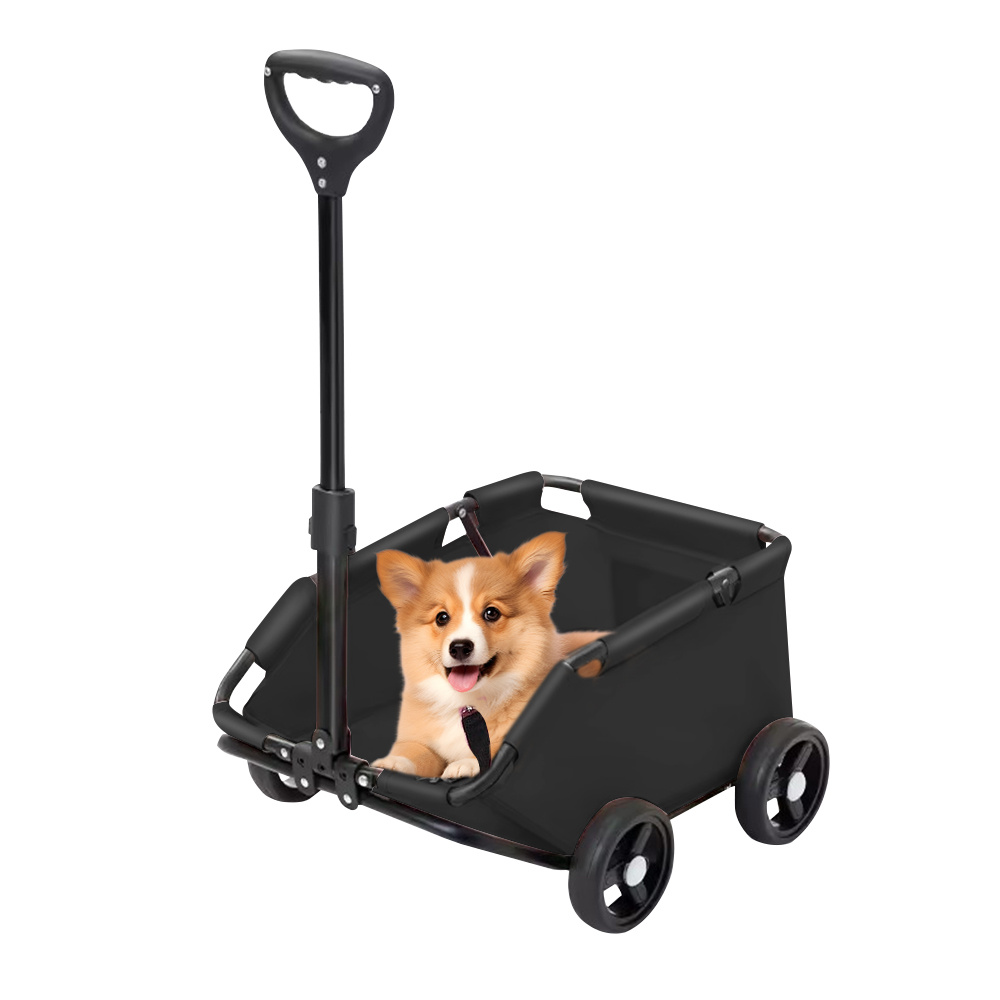 Compact Pet Stroller, Measuring 51x35x31 Cm, Collapsible With A Height-adjustable Handle And Safety Belts
