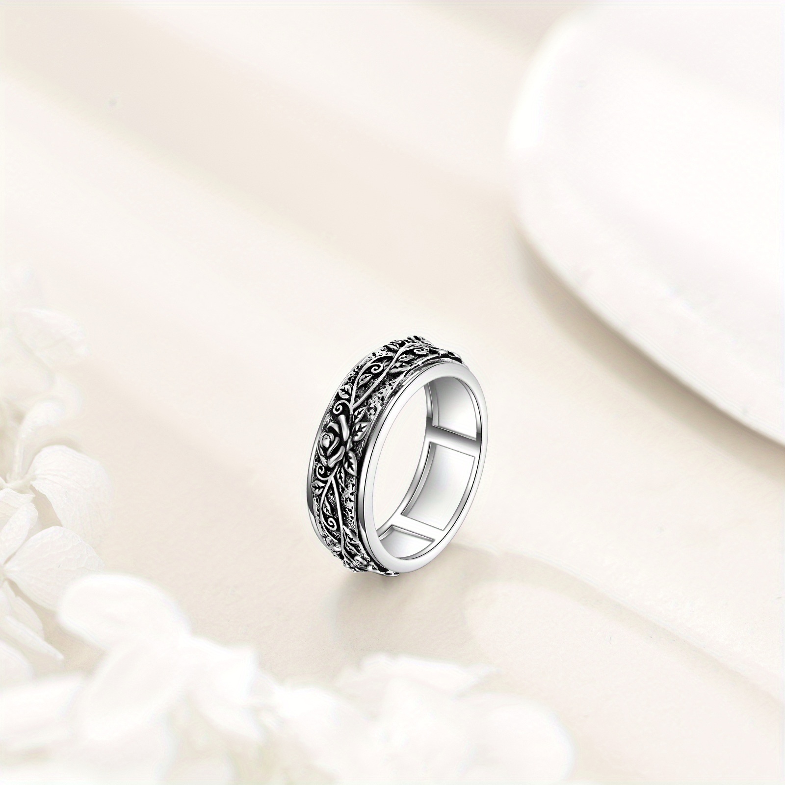   spinner ring 925 sterling silvery   ring anxiety jewelry gift for women men Product details 2