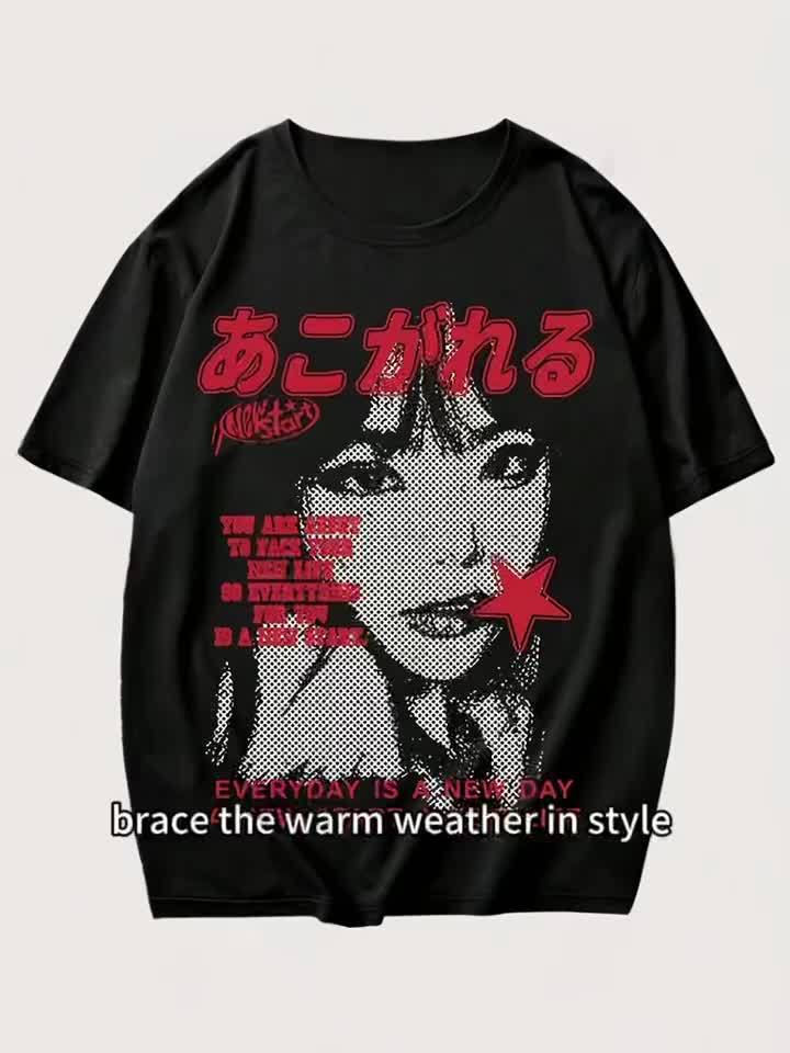 Tシャツ・カットソー TNTNTUTU Girl Three-Dimensional Crew-Neck Fancy T-Shirt Girl Three-Dimensional Crew-Neck Comic Fancy T-Shirt