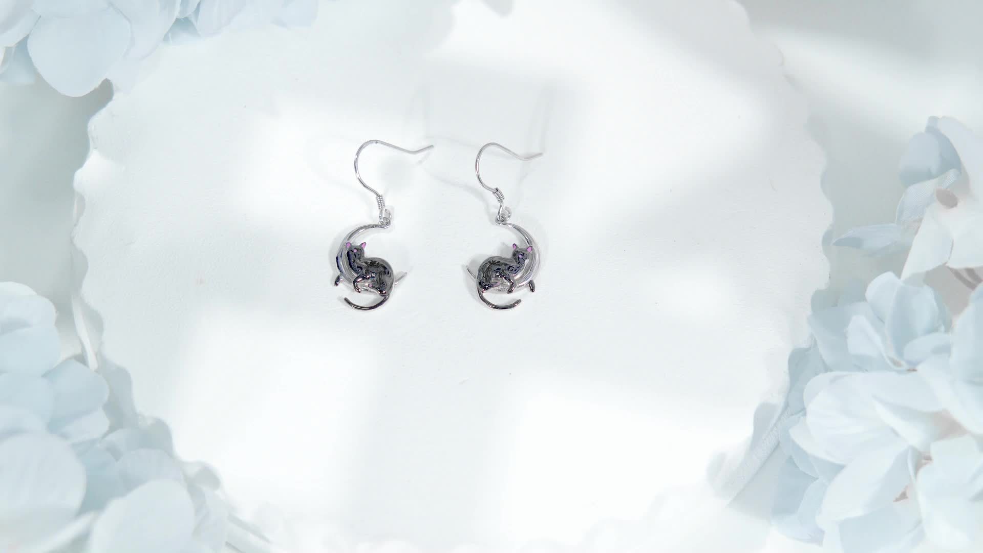 Pendientes De Piedra Lunar Para Gatos De Plata De Ley Para Mujeres, Amantes  De Los Gatos, image size:1920x1080