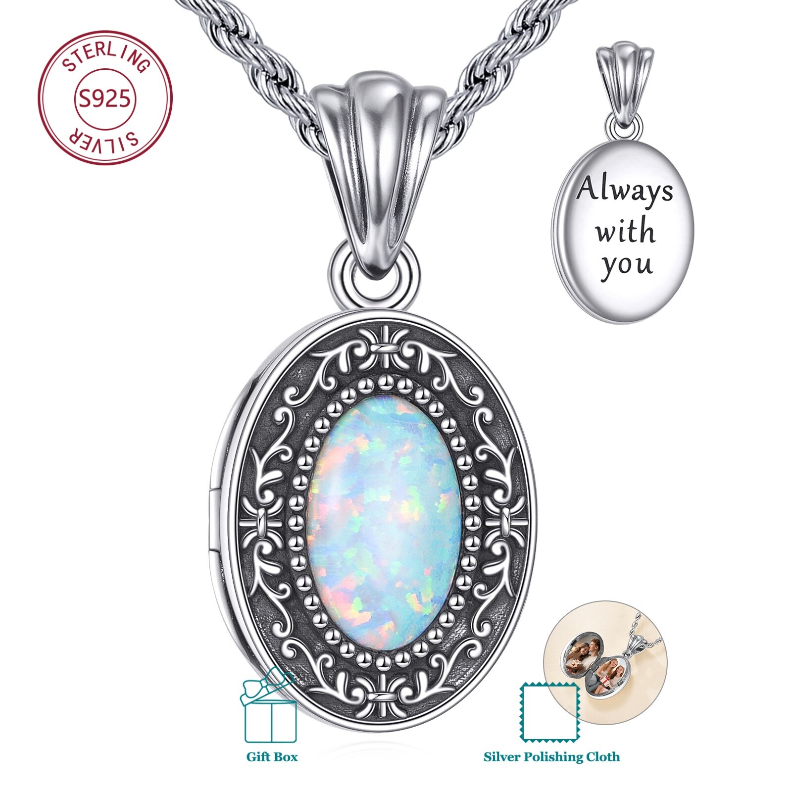 1 S925 Sterling Silvery Pendant Locket Necklace For Women, Fashionable And Popular, Retro Design, Unique Meaning Jewelry, Women's Necklace, Men's Necklace, Couple Necklace, Christmas Gift