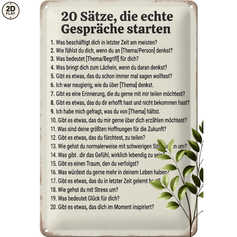Image of 2d Flat, 1pc Metal Sign. 20 Conversation Starters Perfect For Home, Office, Bar, Outdoor Decor 20x30cm 2d Flat, 2d Flat