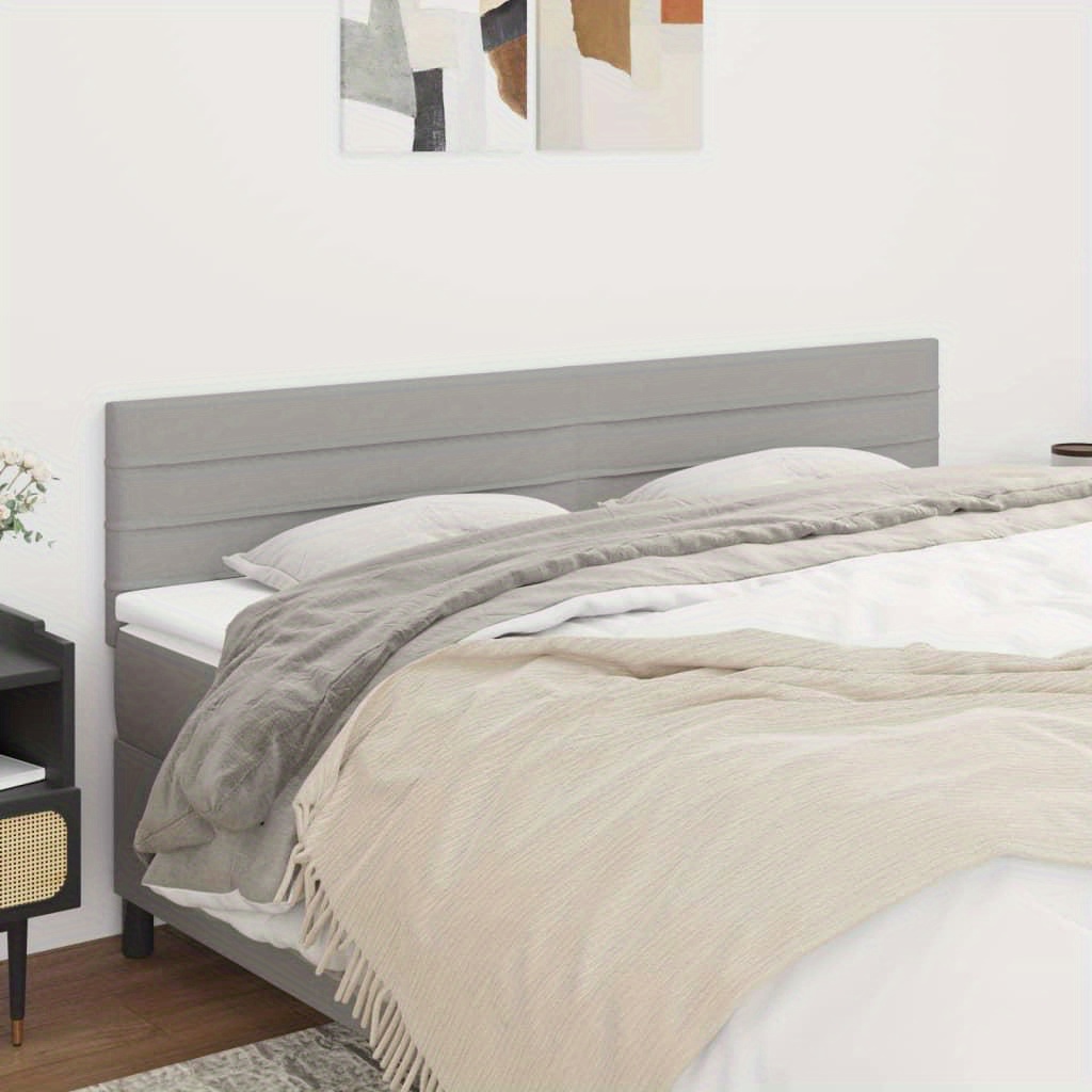 Image of Headboards, Bed Headboard With Wooden Legs, Height Adjustable Upholstered Headboard For Bed, Bed Accessories Bedroom, 2 Pieces Light Grey 90x5x78/88 Cm Fabric