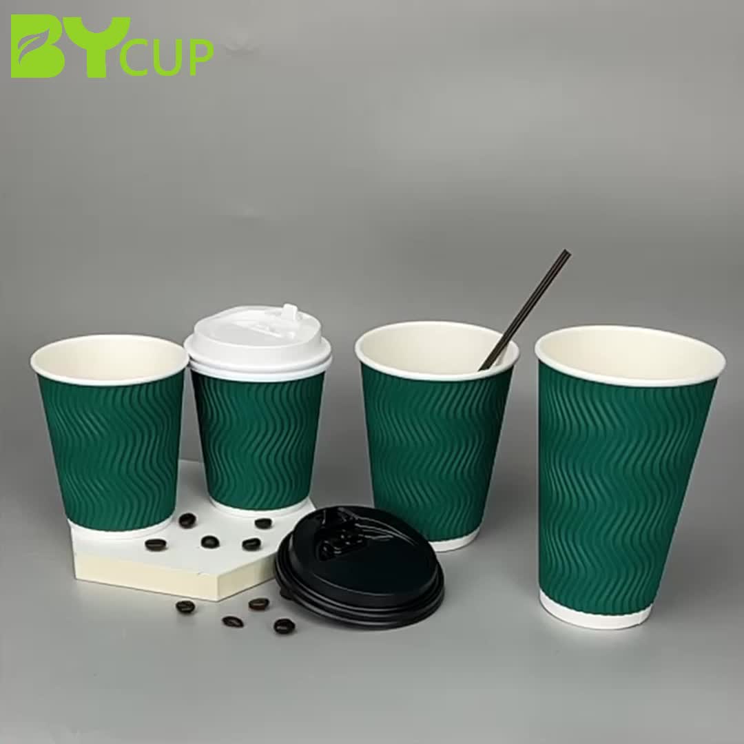 50pcs/lot Disposable Coffee Cup with Cover Milk Tea Paper Cup