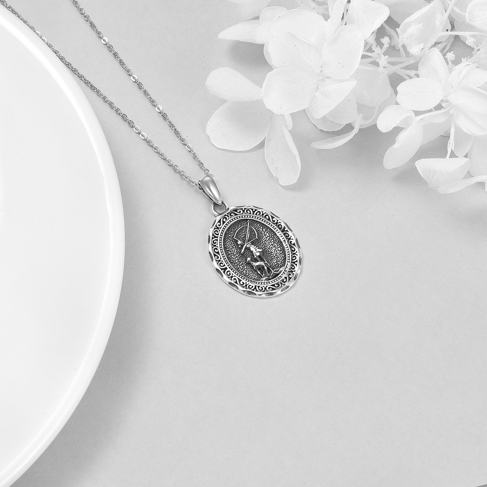 Women's 925 Sterling Silver Greek Goddess Artemis Necklace