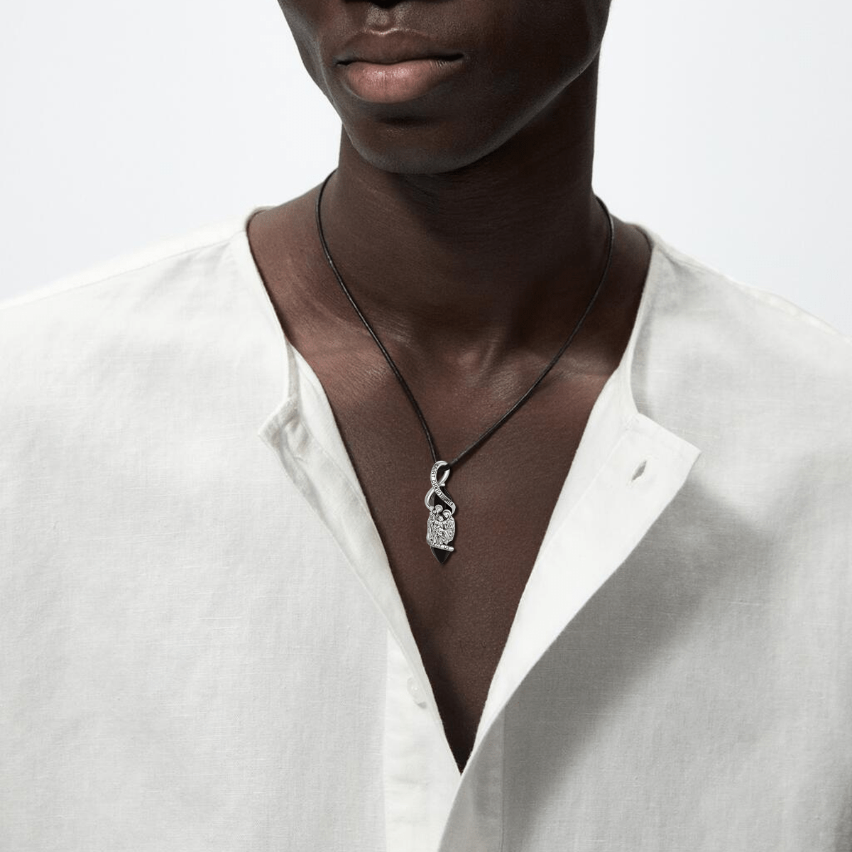 Men's 925 Sterling Silver St Christopher Pendant Necklace
