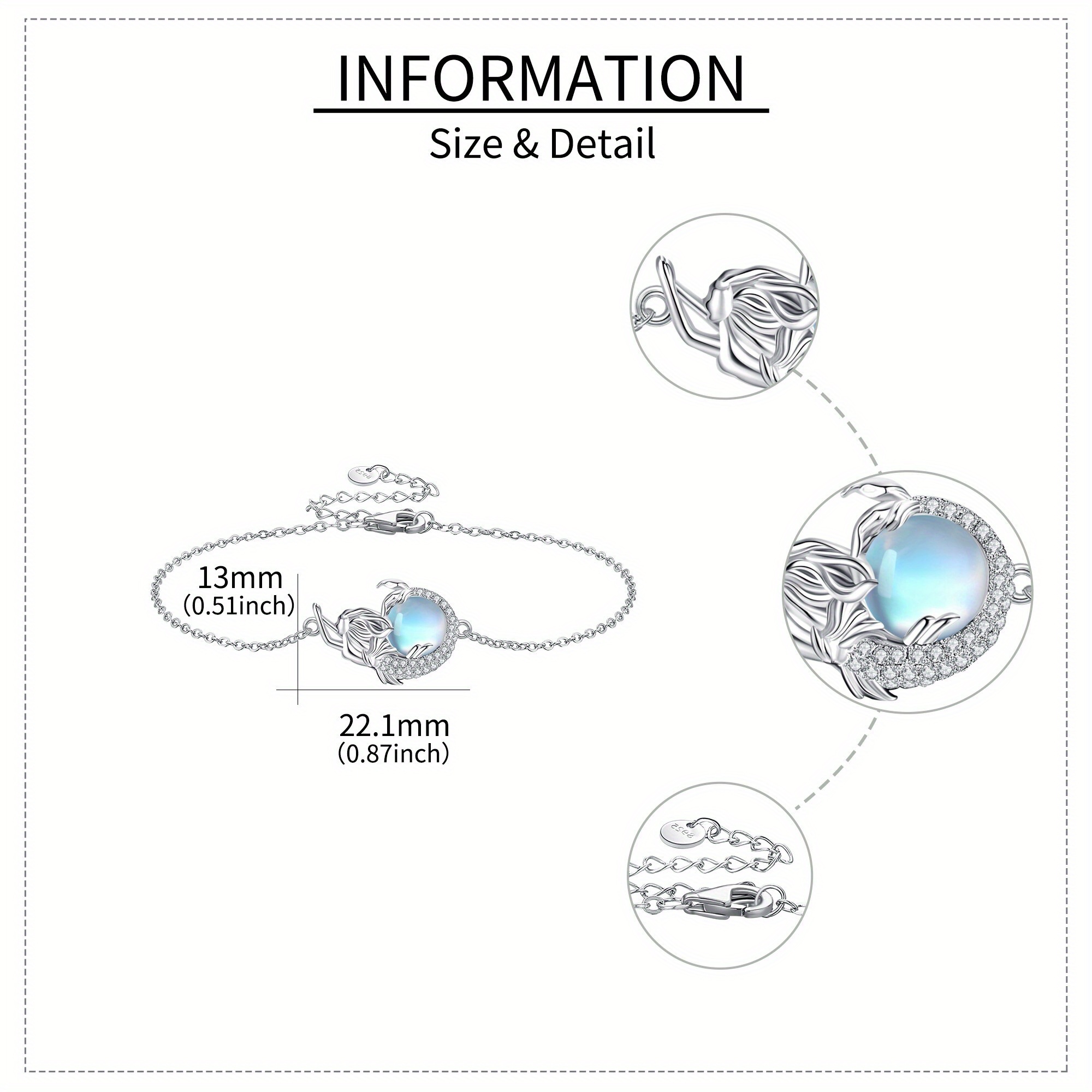 925 Moonstone Mermaid Bracelet for Women