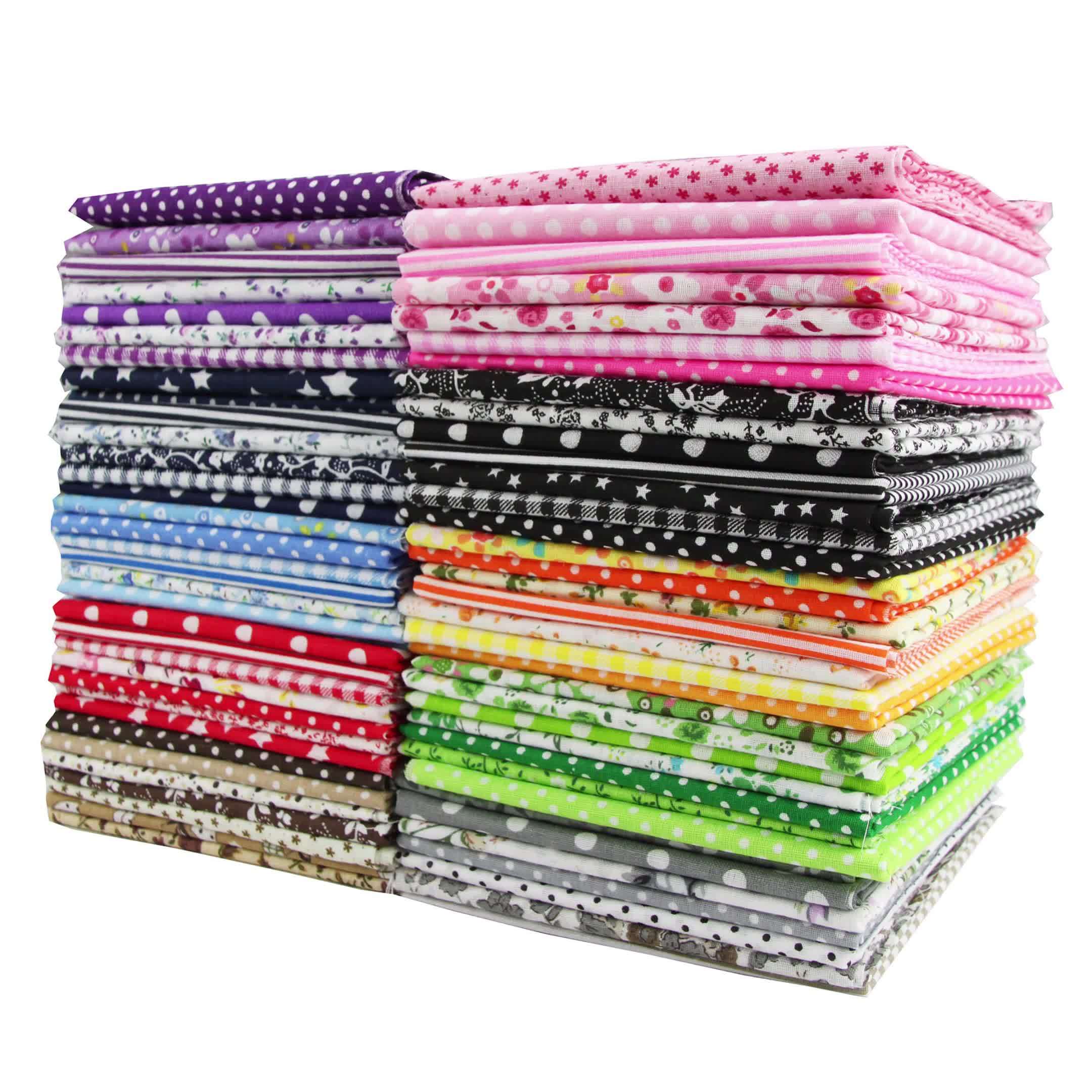 Lot De 15 Carrés Tissu Coton Patchwork - 20x25 Cm - Motifs Variés Rayures, Fleurs, Damiers